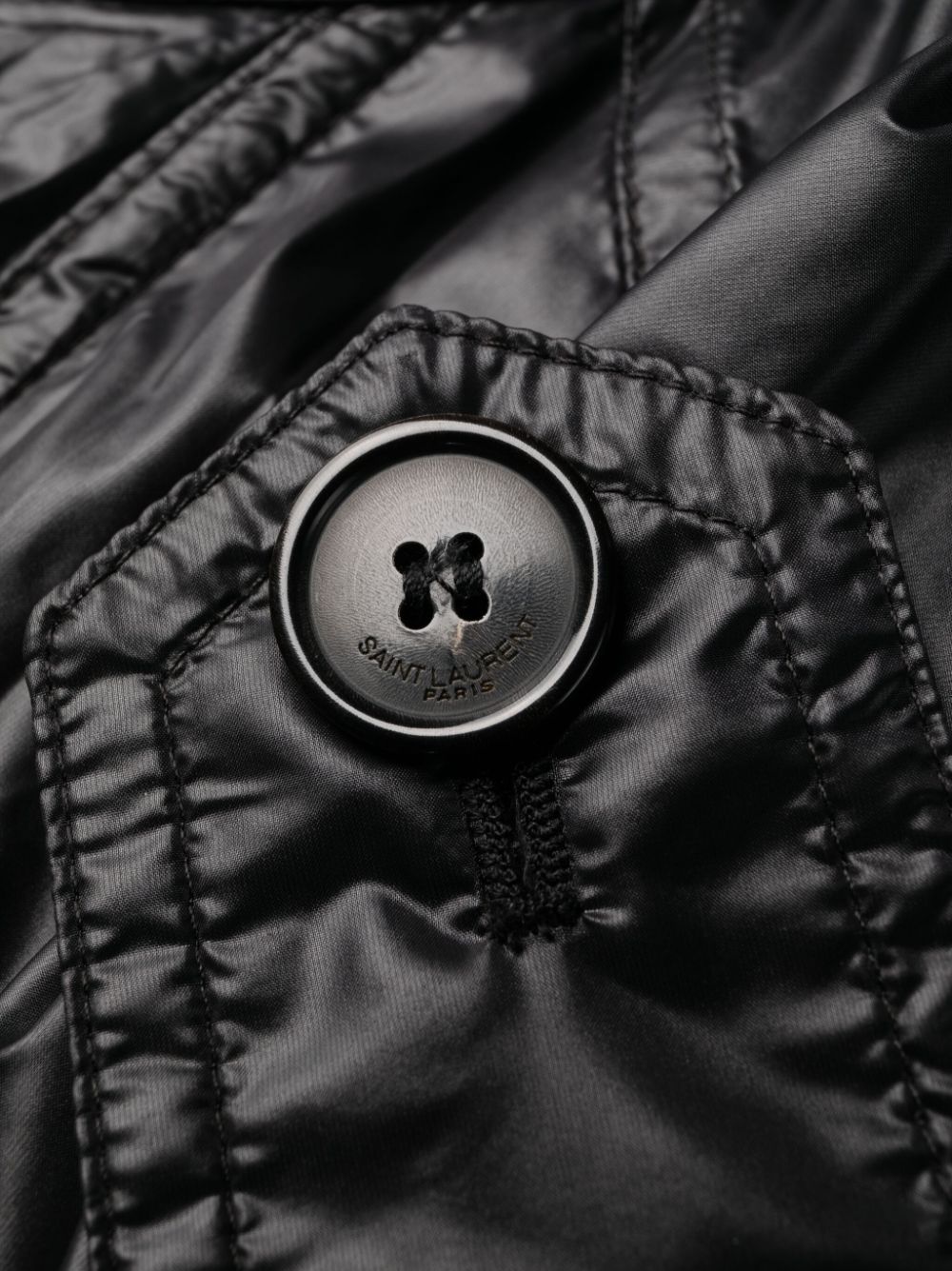 Saint Laurent Shoulder-Pad Oversized Trench Coat Black