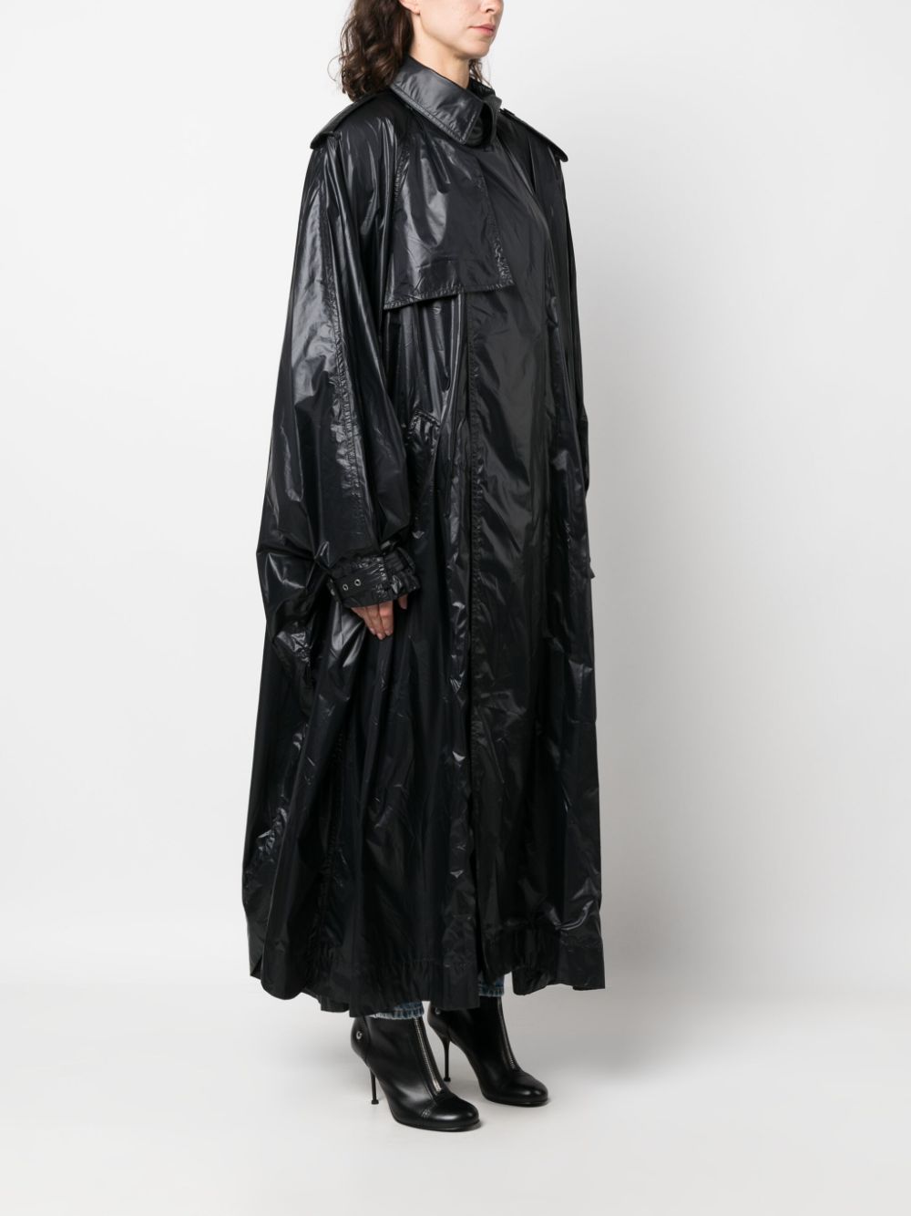 Saint Laurent Shoulder-Pad Oversized Trench Coat Black