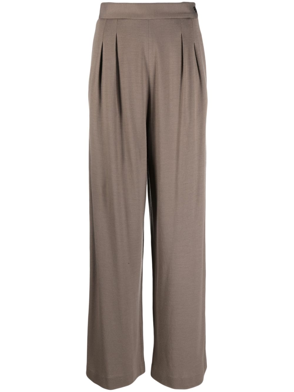 Fabiana Filippi Pleated Wide-Leg Wool Trousers Brown
