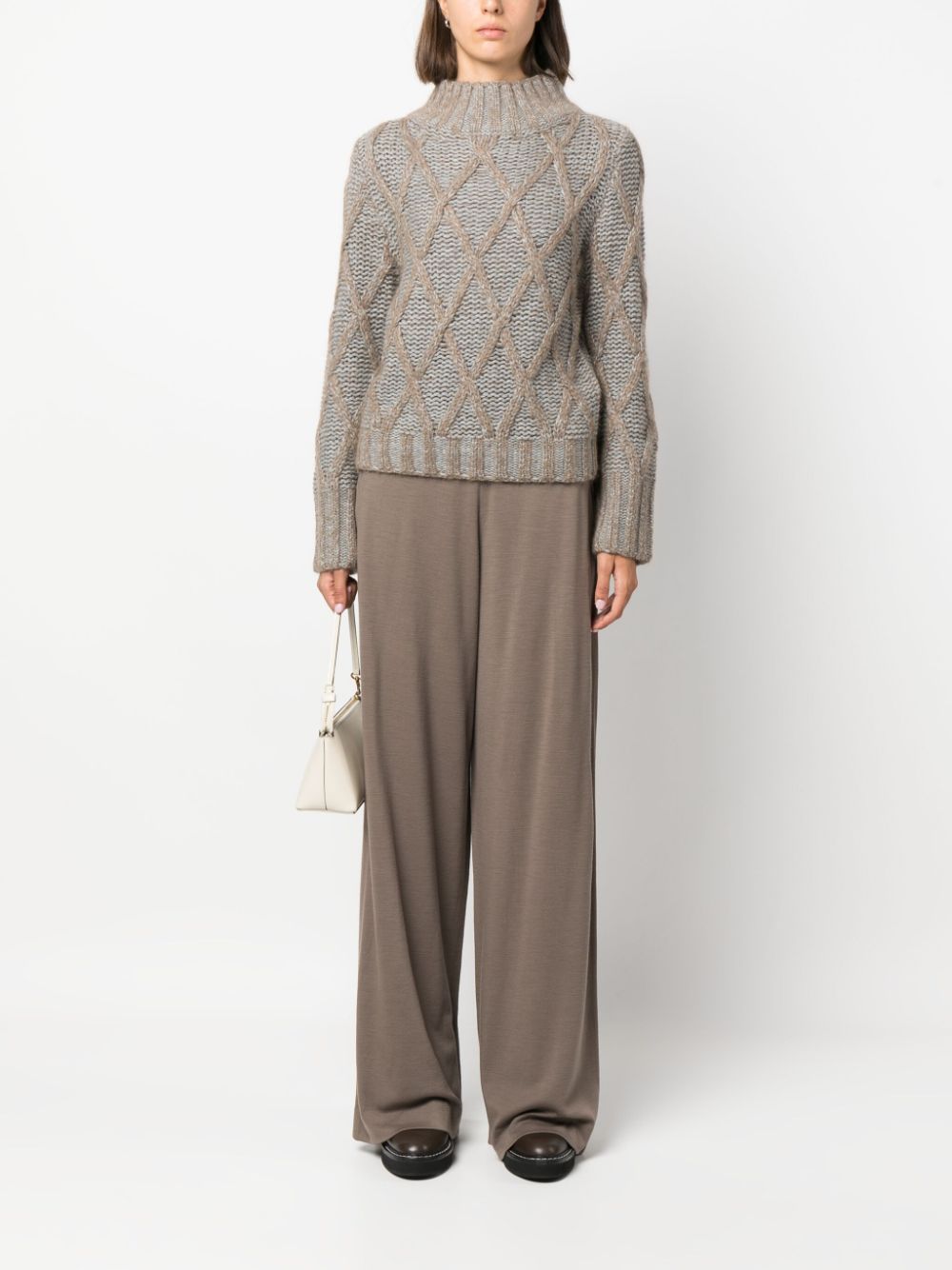 Fabiana Filippi Pleated Wide-Leg Wool Trousers Brown