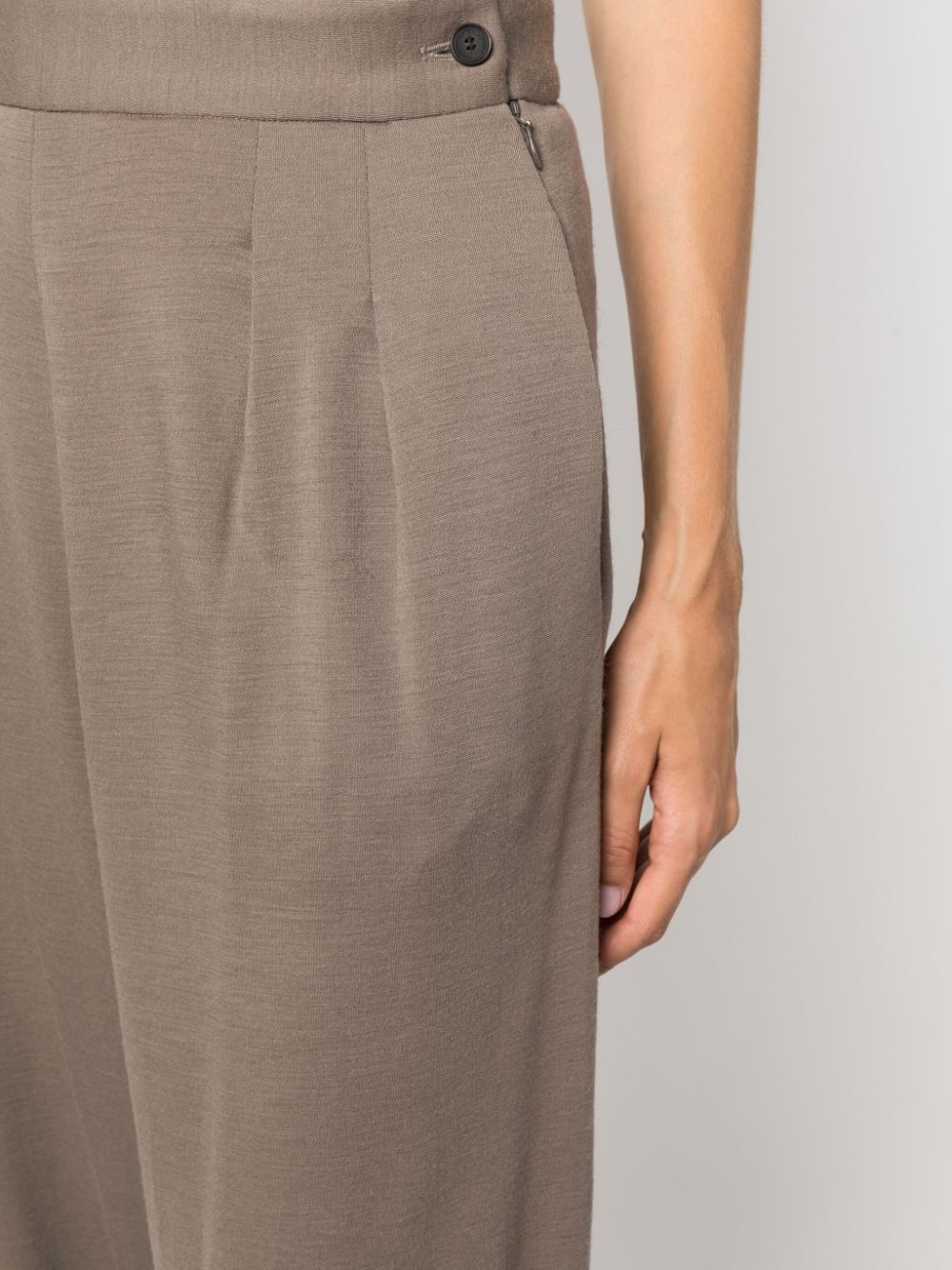 Fabiana Filippi Pleated Wide-Leg Wool Trousers Brown