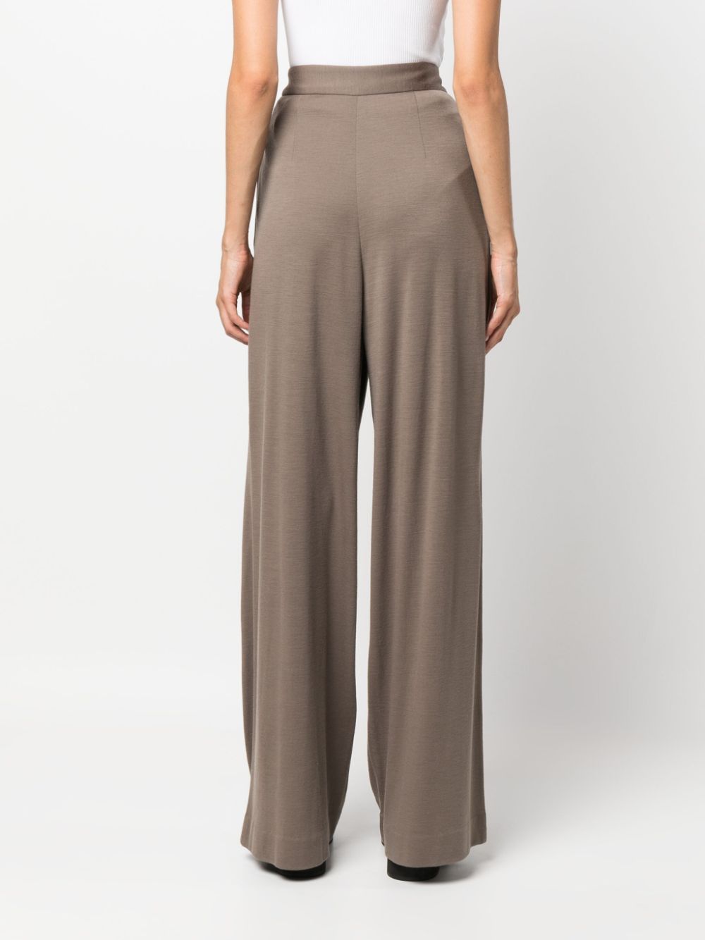 Fabiana Filippi Pleated Wide-Leg Wool Trousers Brown
