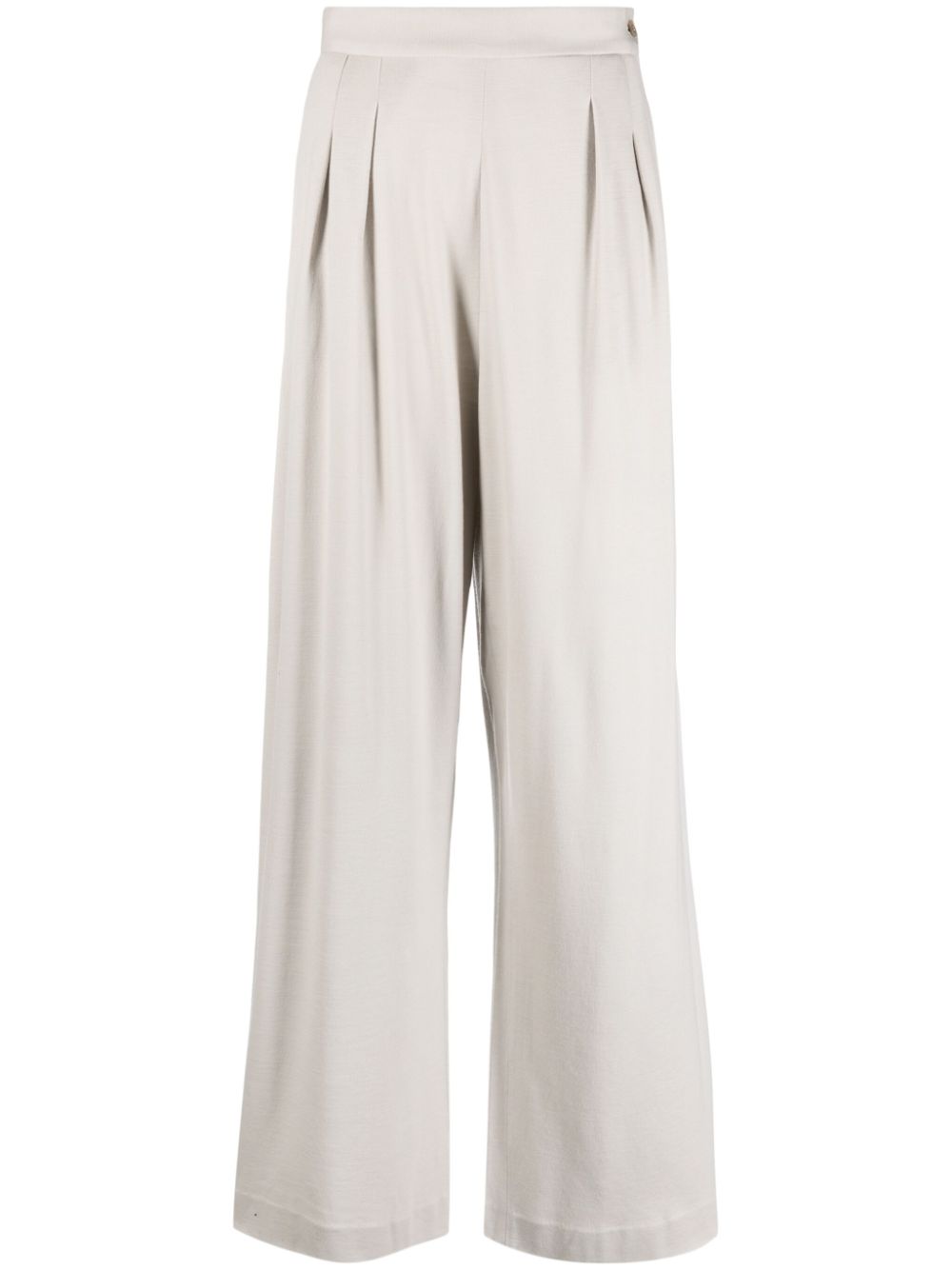 Fabiana Filippi High-Waisted Pleated Wool Wide-Leg Trousers White