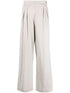 Fabiana Filippi High-Waisted Pleated Wool Wide-Leg Trousers White