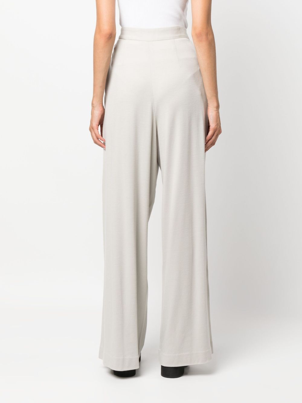Fabiana Filippi High-Waisted Pleated Wool Wide-Leg Trousers White
