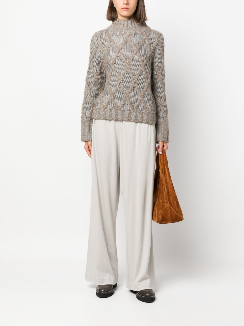 Fabiana Filippi High-Waisted Pleated Wool Wide-Leg Trousers White