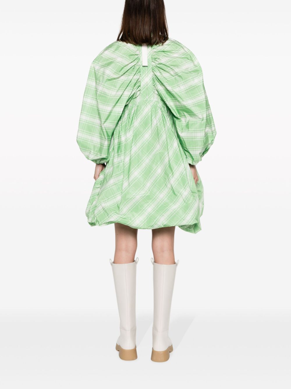 Jil Sander Fashion Plaid-Check Mini Dress Green