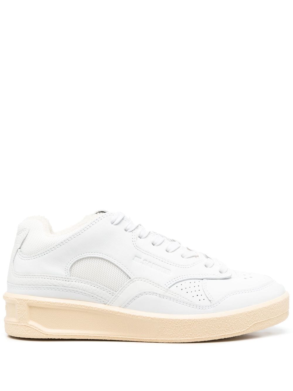 Jil Sander Debossed Logo Calf Leather Low-Top Sneakers White