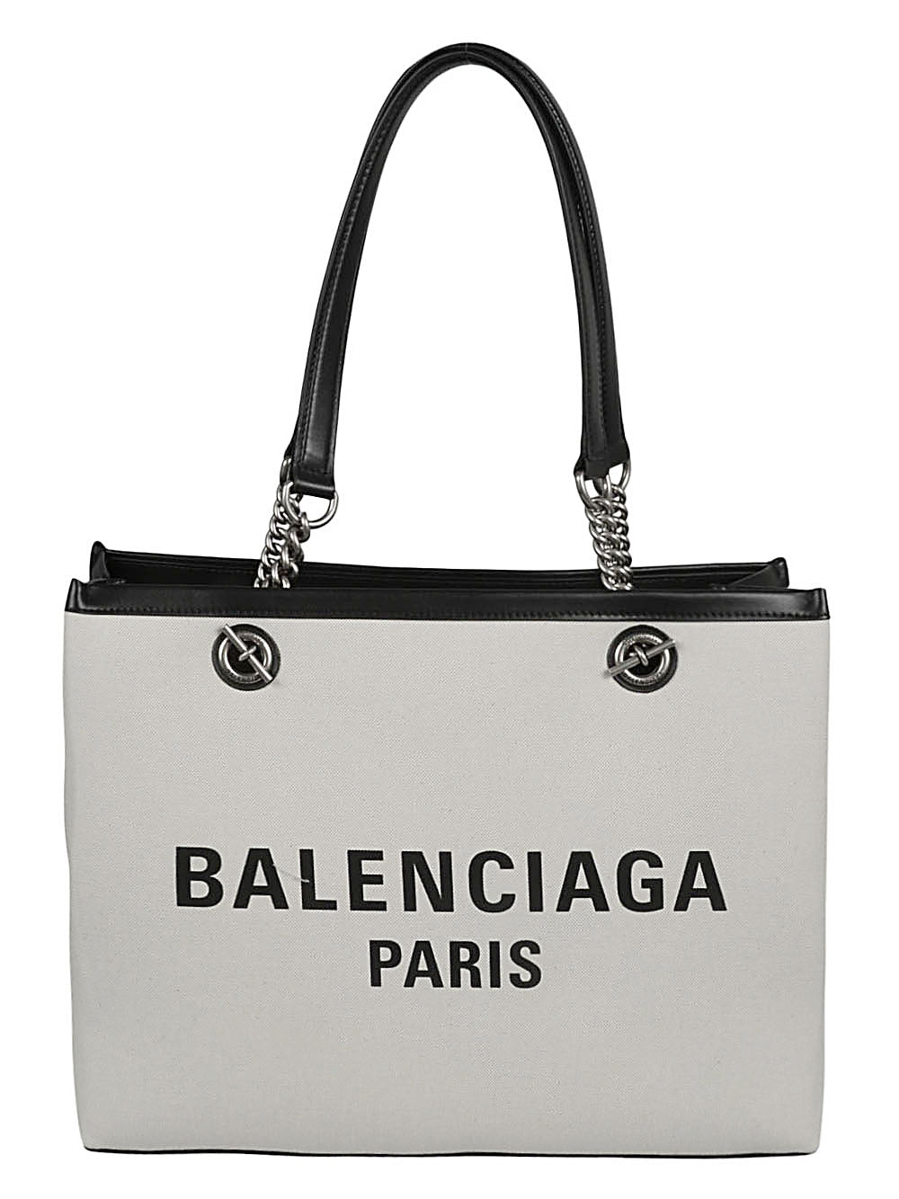 Balenciaga Logo Print canvas Tote Bag Light Beige
