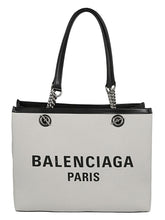 Balenciaga Logo Print canvas Tote Bag Light Beige