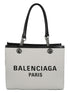 Balenciaga Logo Print canvas Tote Bag Light Beige
