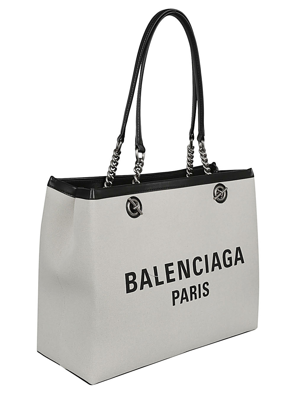 Balenciaga Logo Print canvas Tote Bag Light Beige