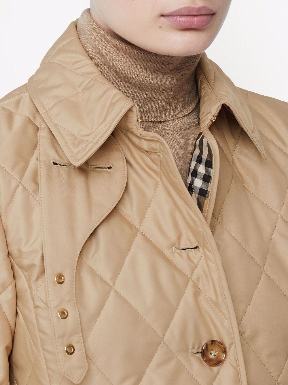 Burberry Diamond-Quilted Jacket in Beige