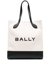 Bally Logo-Print Calf Leather Tote Bag White White