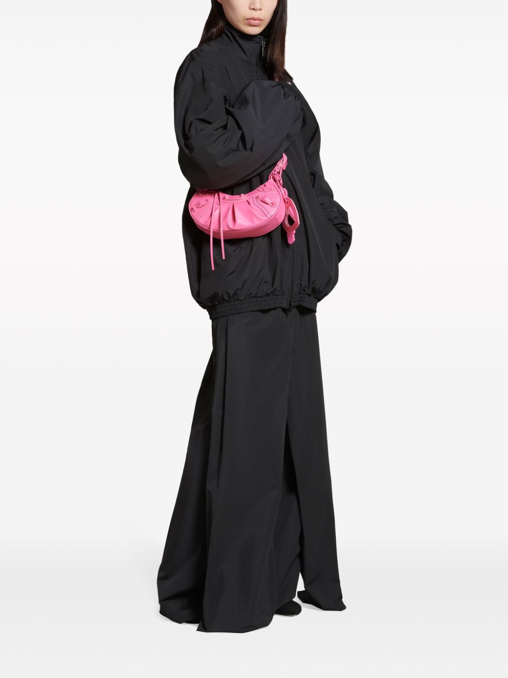 Balenciaga Le Cagole XS Studded Leather Shoulder Bag Fuchsia