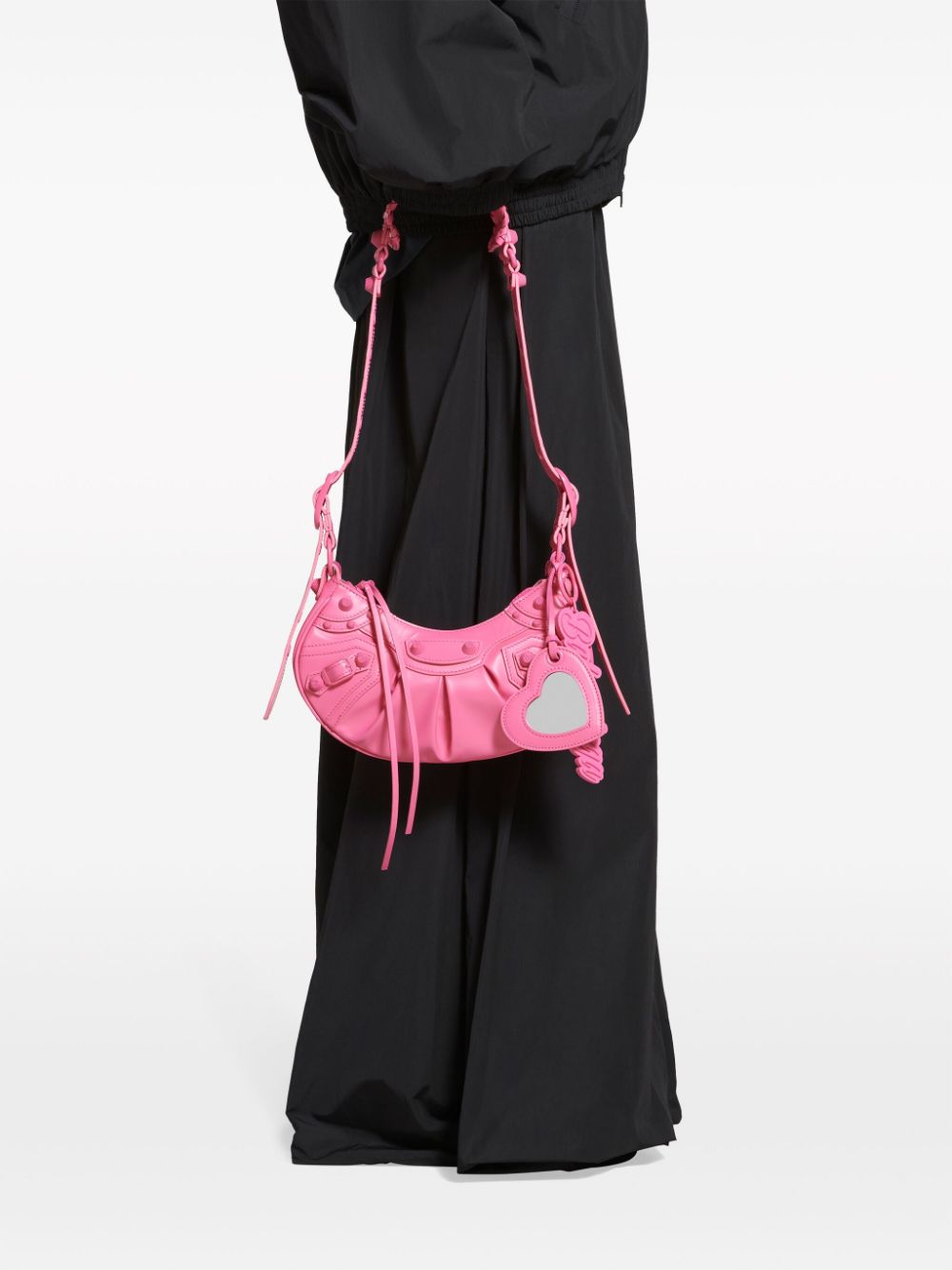 Balenciaga Le Cagole XS Studded Leather Shoulder Bag Fuchsia