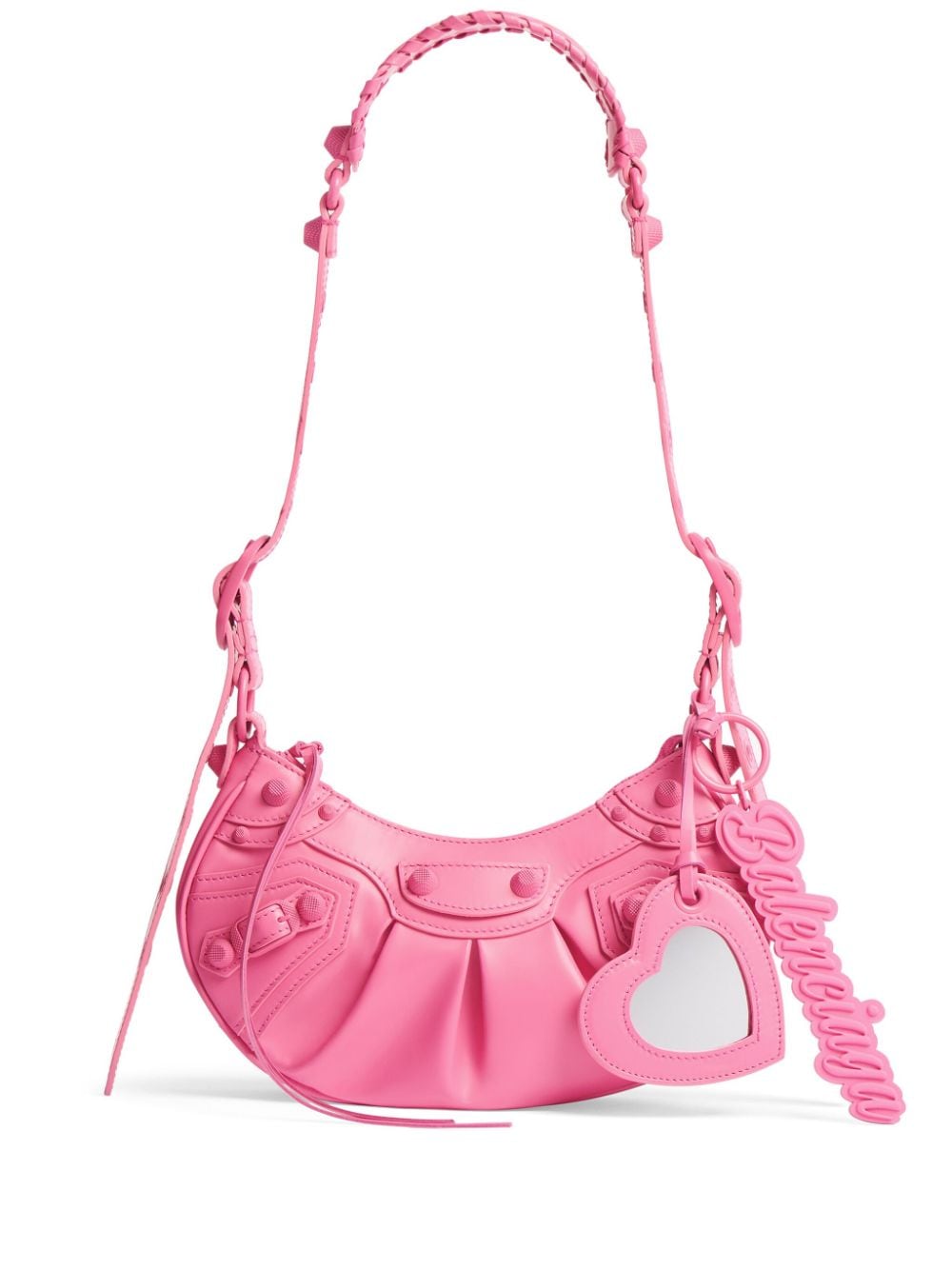 Balenciaga Le Cagole XS Studded Leather Shoulder Bag Fuchsia