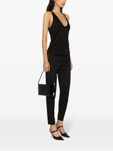 Saint Laurent Sheer Jersey Sleeveless Deep U-Neck Top Black