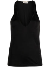 Saint Laurent Sheer Jersey Sleeveless Deep U-Neck Top Black