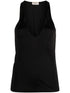 Saint Laurent Sheer Jersey Sleeveless Deep U-Neck Top Black