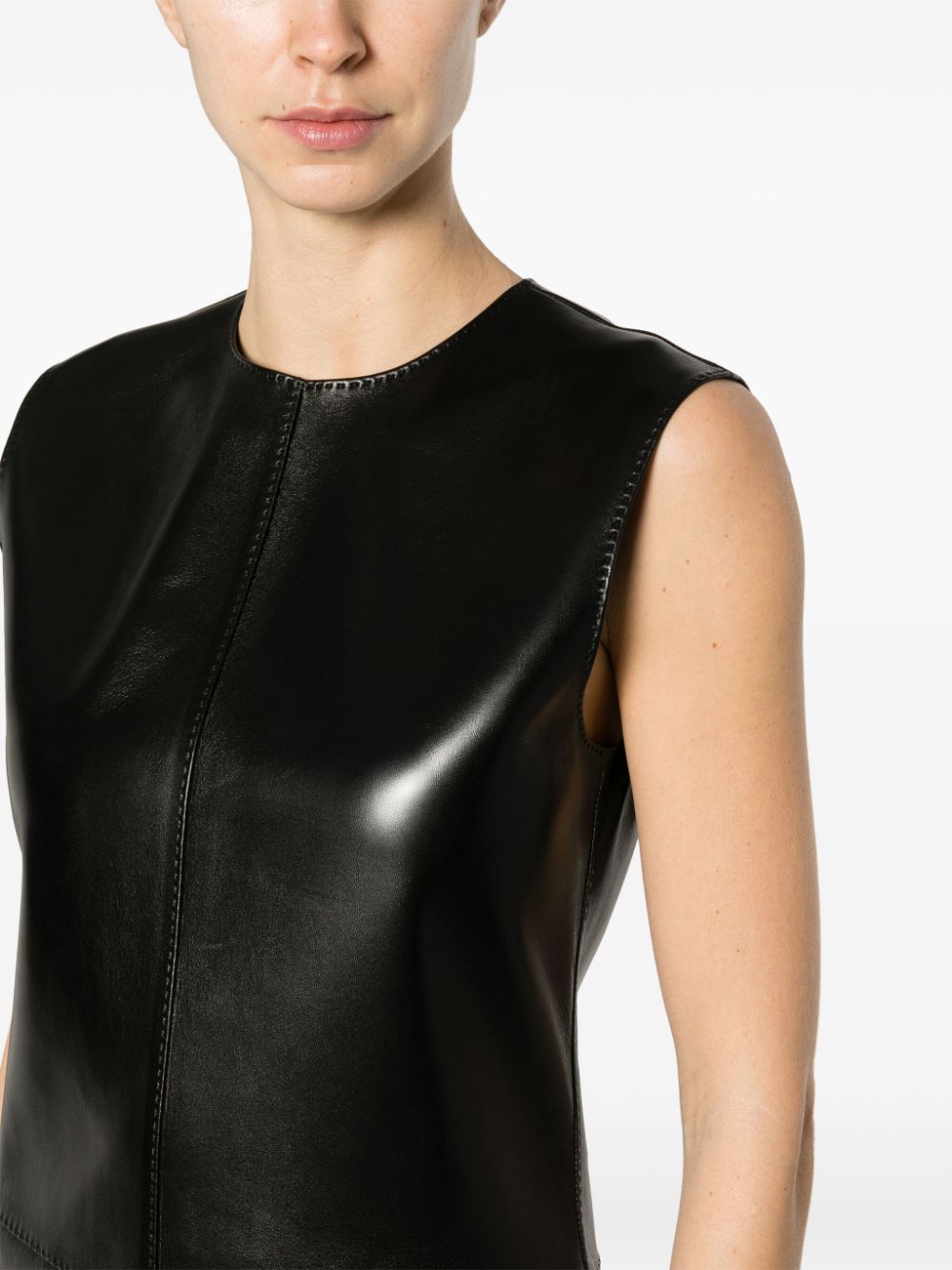 Saint Laurent Leather Mini Dress Black