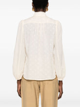 Zimmermann Mock-Neck Polka Dot Cotton Blouse Beige
