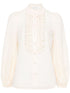 Zimmermann Mock-Neck Polka Dot Cotton Blouse Beige