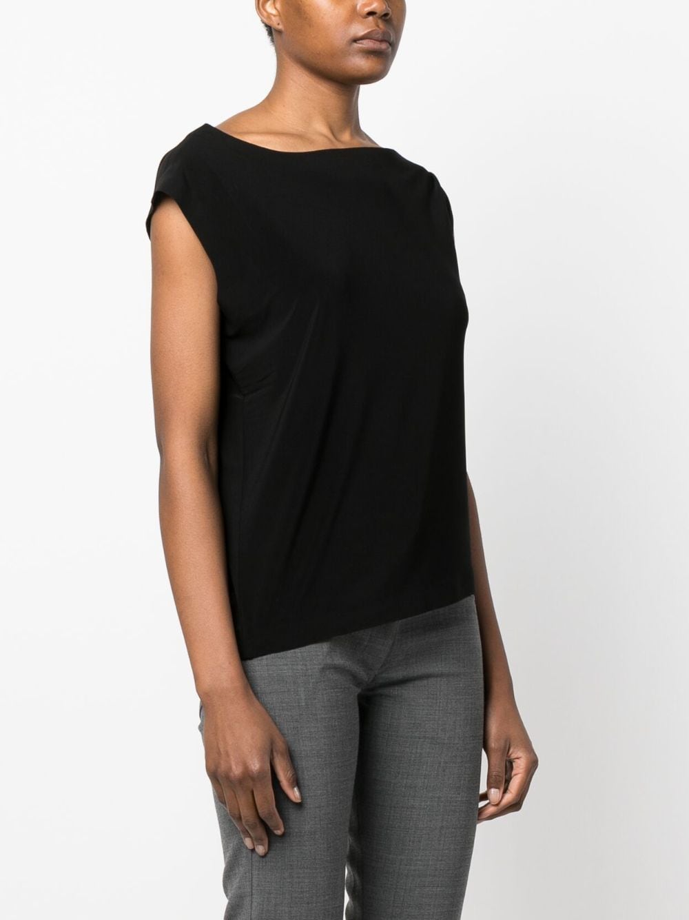 Norma Kamali Asymmetric Sleeveless Stretch Top Black