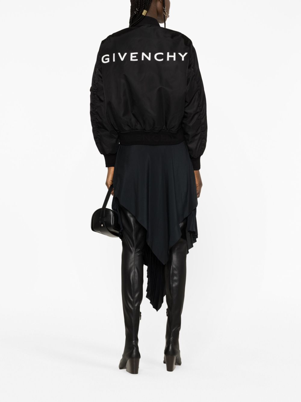 Givenchy Logo Nylon Bomber Jacket Black