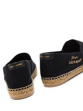 Saint Laurent Flat Canvas Espadrilles with Gold-Tone Logo Detail Black