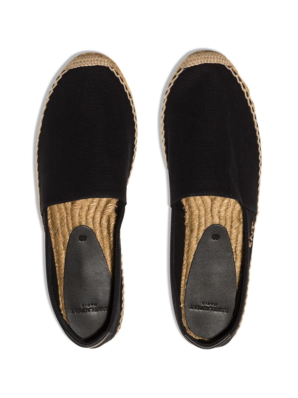 Saint Laurent Flat Canvas Espadrilles with Gold-Tone Logo Detail Black