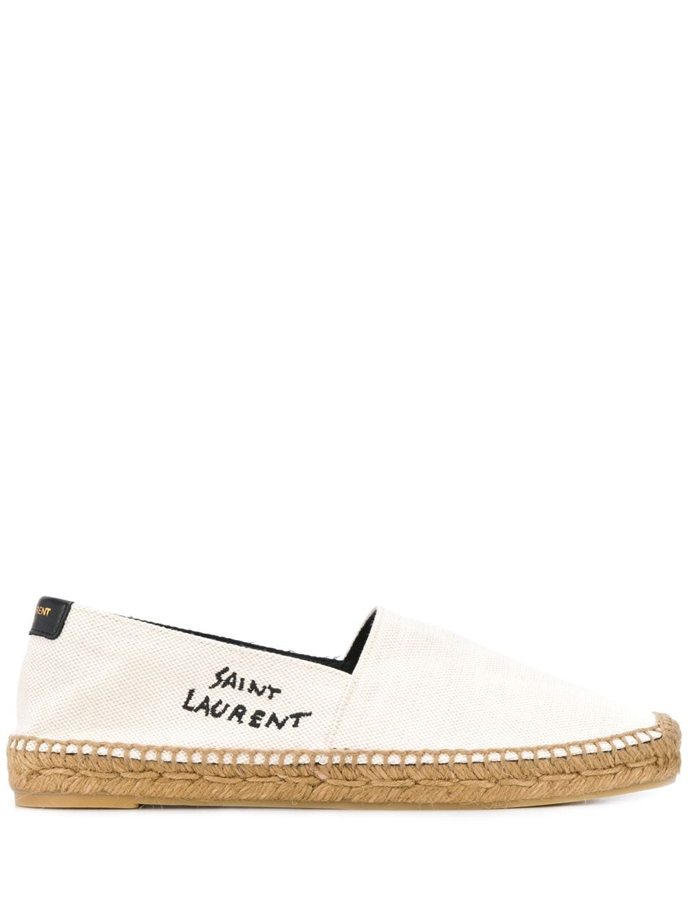 Saint Laurent Flat Canvas Espadrilles with Embroidered Logo Beige