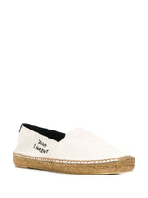 Saint Laurent Flat Canvas Espadrilles with Embroidered Logo Beige
