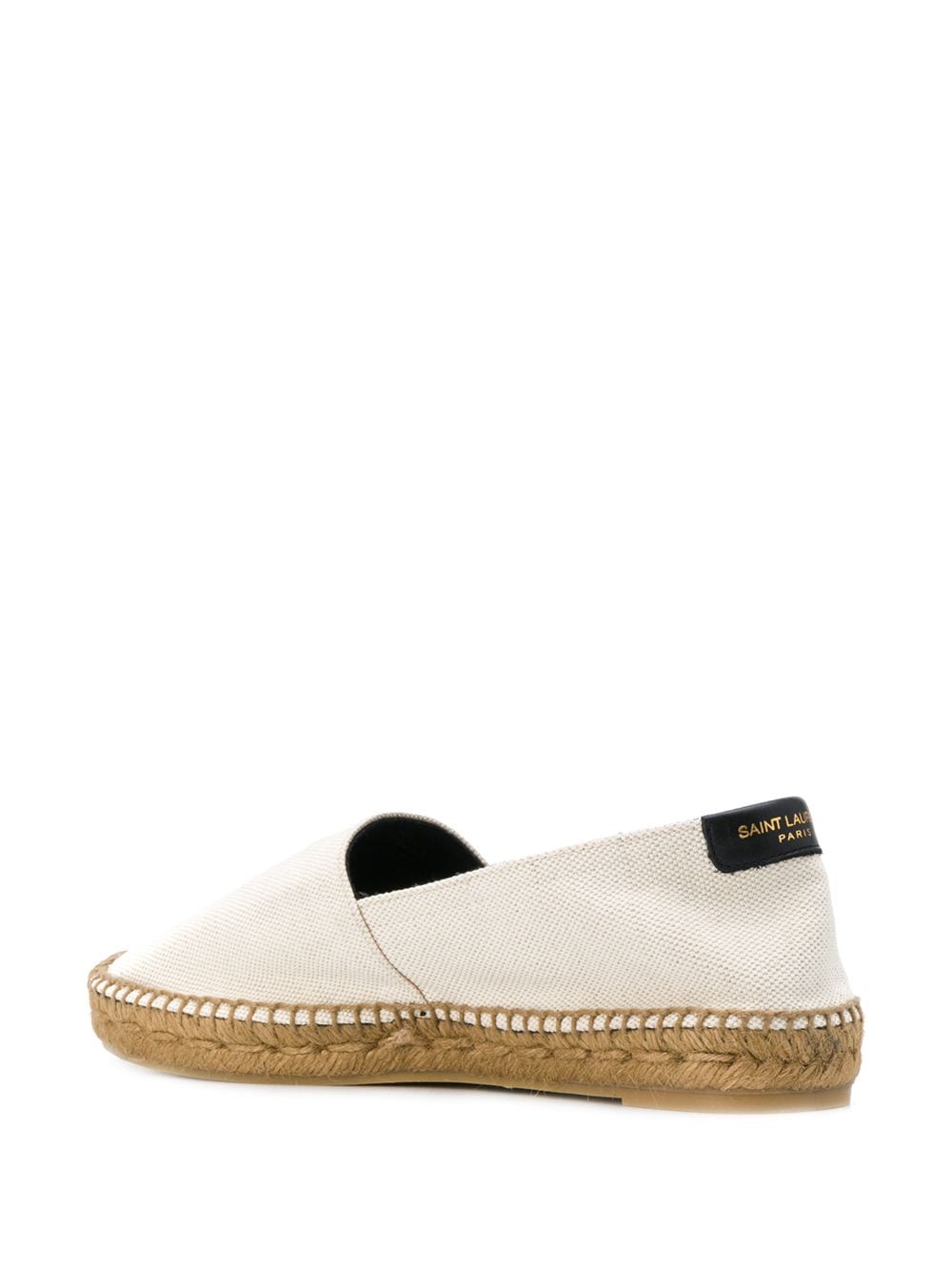 Saint Laurent Flat Canvas Espadrilles with Embroidered Logo Beige