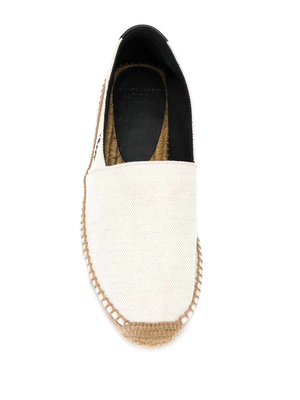 Saint Laurent Flat Canvas Espadrilles with Embroidered Logo Beige