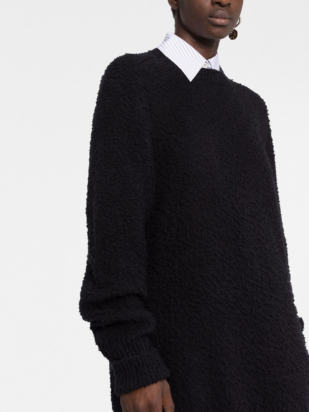 Maison Margiela Four-Stitch Brushed Cotton-Blend Sweater Black