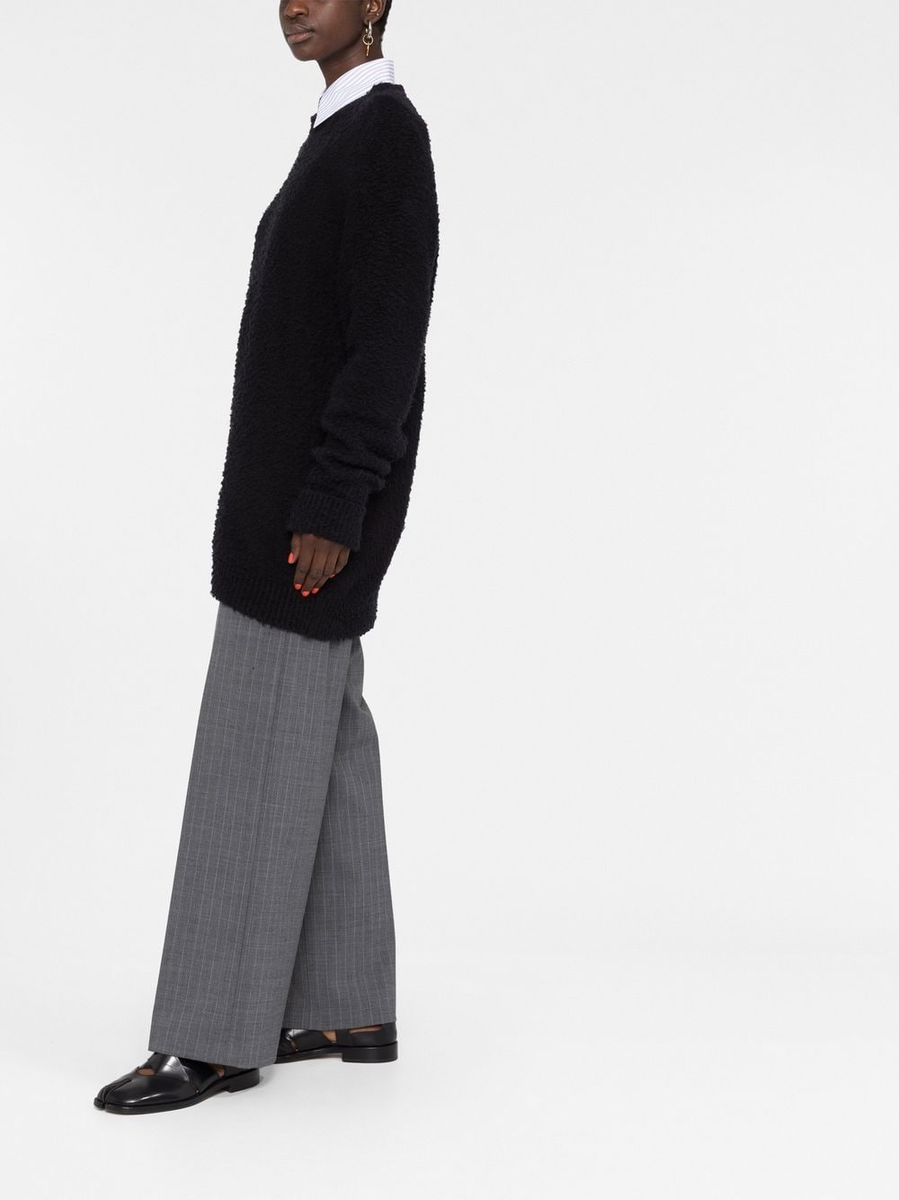Maison Margiela Four-Stitch Brushed Cotton-Blend Sweater Black