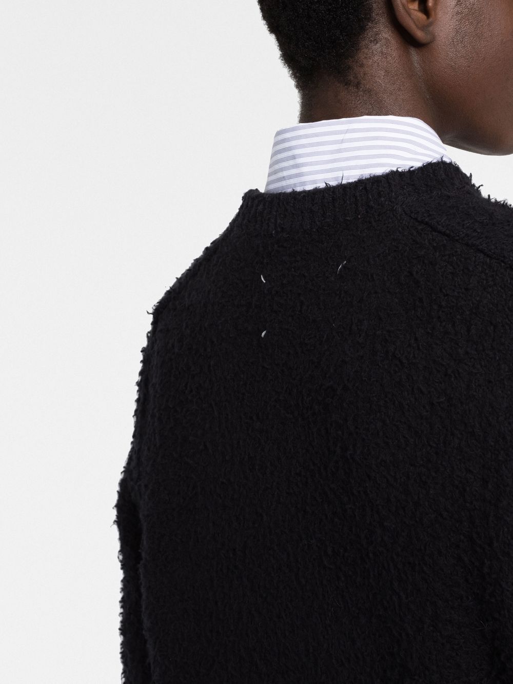 Maison Margiela Four-Stitch Brushed Cotton-Blend Sweater Black