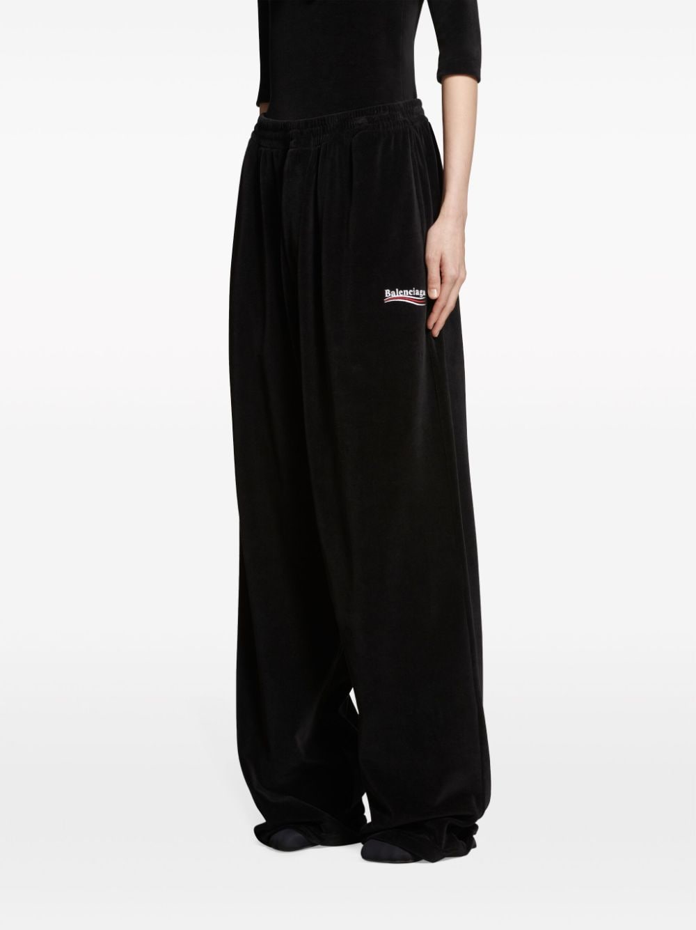 Balenciaga Logo-Embroidered Straight-Leg Track Pants Black