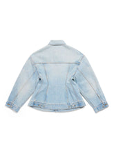 Balenciaga Hourglass Silhouette Denim Jacket in Clear Blue