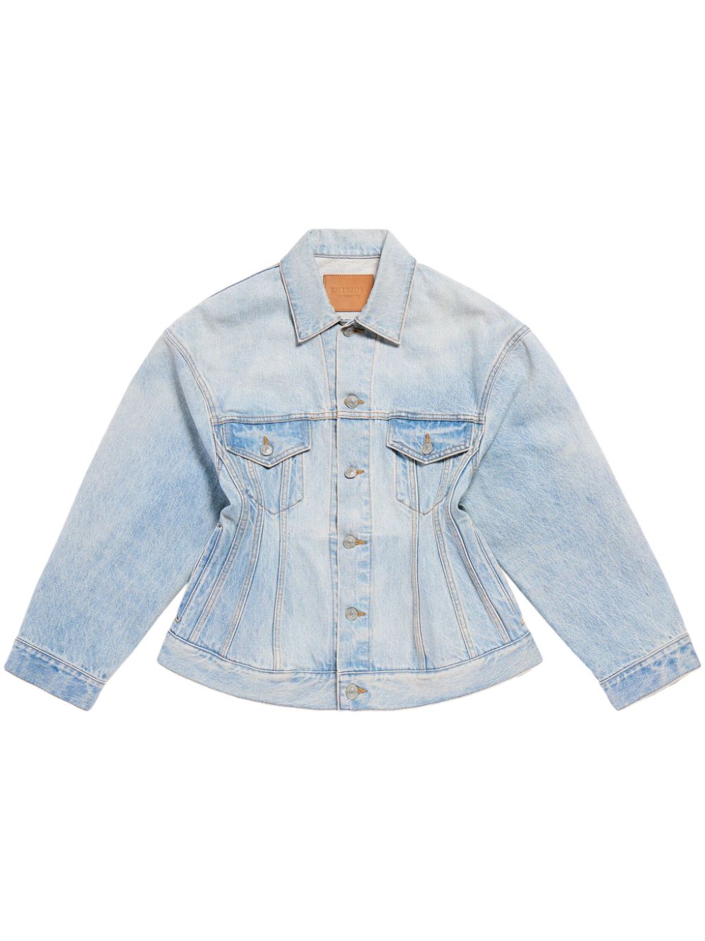 Balenciaga Hourglass Silhouette Denim Jacket in Clear Blue