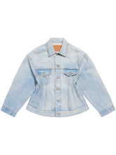 Balenciaga Hourglass Silhouette Denim Jacket in Clear Blue