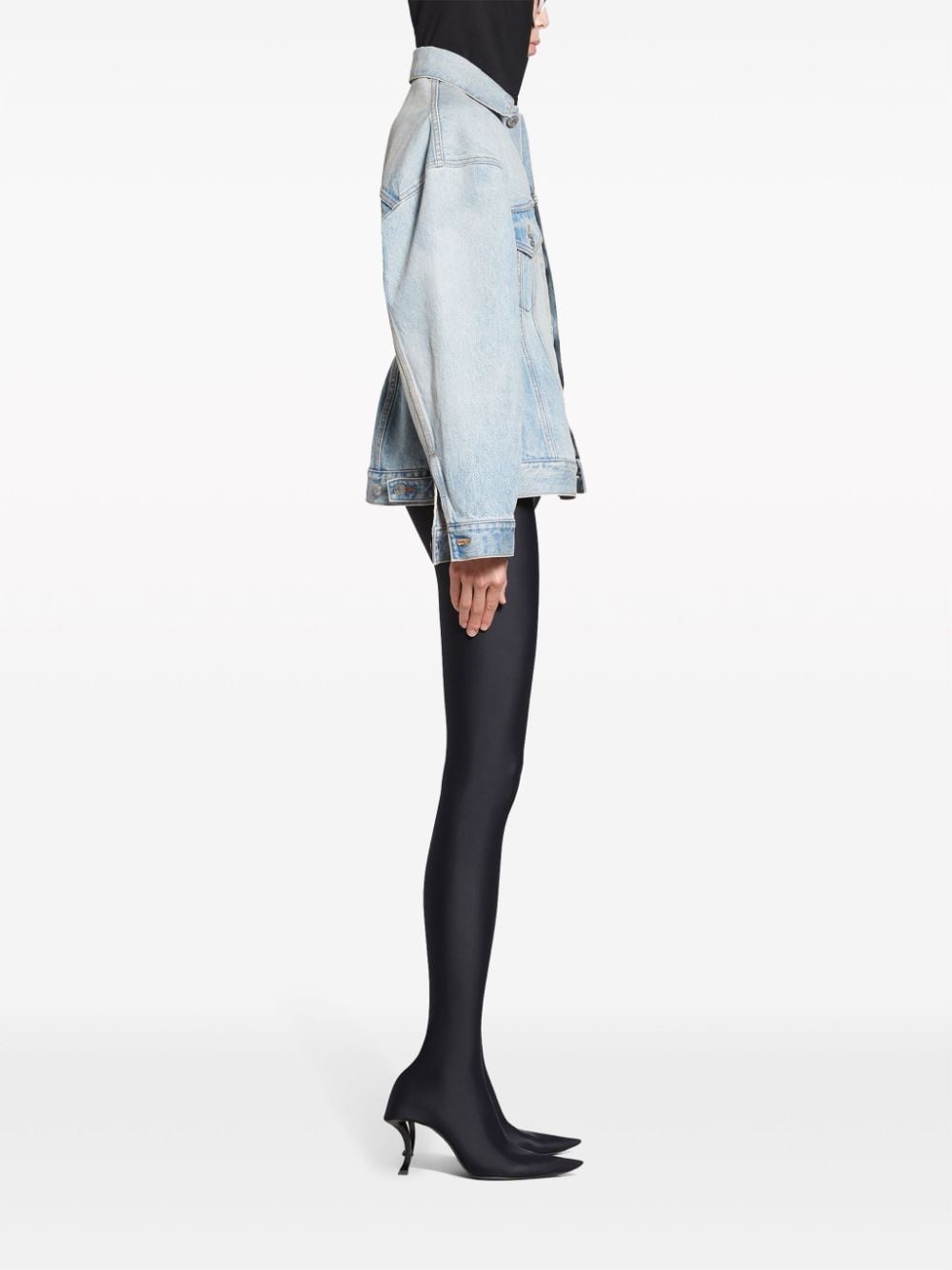 Balenciaga Hourglass Silhouette Denim Jacket in Clear Blue