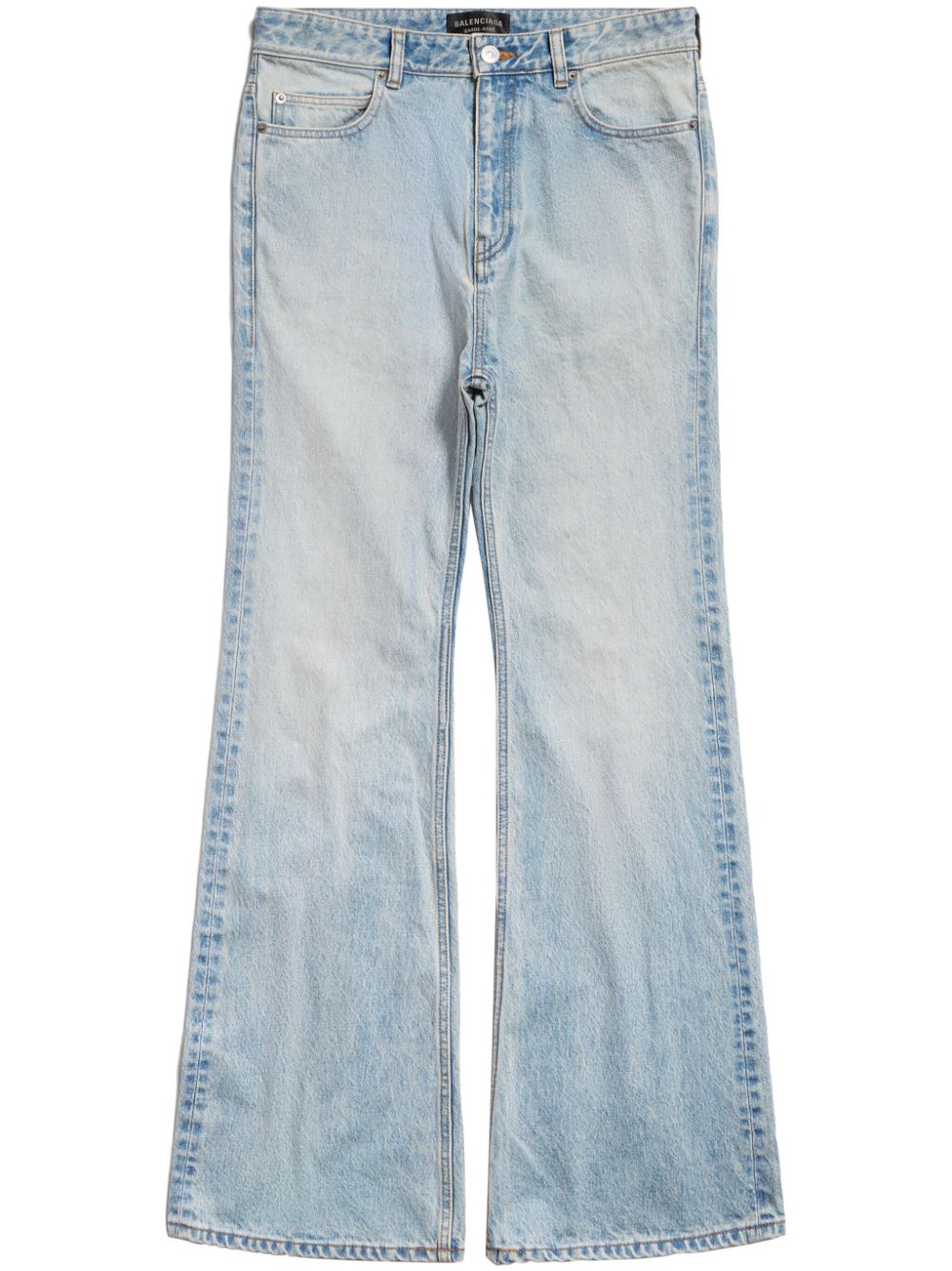 Balenciaga Flared High-Rise Cotton Jeans in Clear Blue