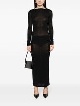 Saint Laurent Fine Knit Black Wool-Blend Cowl-Neck Long Dress black