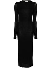 Saint Laurent Fine Knit Black Wool-Blend Cowl-Neck Long Dress black