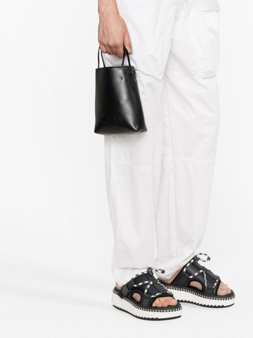 Chloé Micro Leather Sense Bucket Bag Black