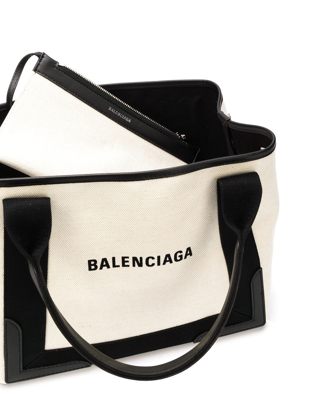 Balenciaga Canvas Cabas Small Tote Bag with Removable Pouch White