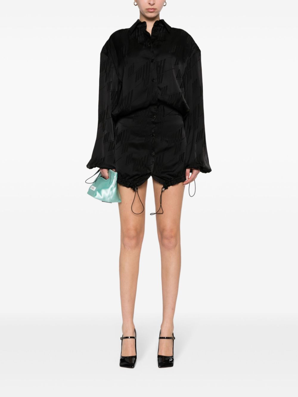 The Attico Jacquard Logo Mini Dress Black