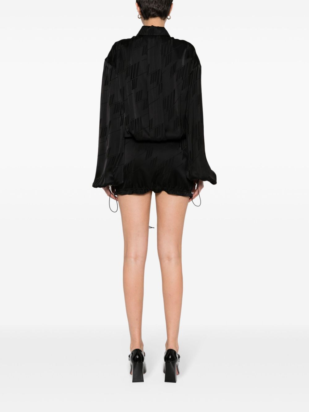 The Attico Jacquard Logo Mini Dress Black